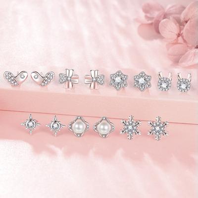 Wochen-Ohrringe Reines Silber 999 Damen Einfache Ins Klassischer Stil Hochwertige Ohrringe Koreanischer Stil Pendler-Ohrringe