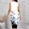 Women Plus Size Crew Neck Sleeveless Midi Dress Black Silver Glitter Butterfly Shimmer Dot Print Bodycon Dress
