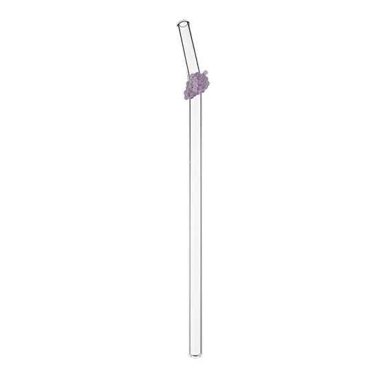 Fruit Shape Glass Straw with Lemon Strawberry Cherry Designs Reusable Drinking Straw for Juice Smoothies Soda BPA-Free Heat-Resistant Eco-Friendly