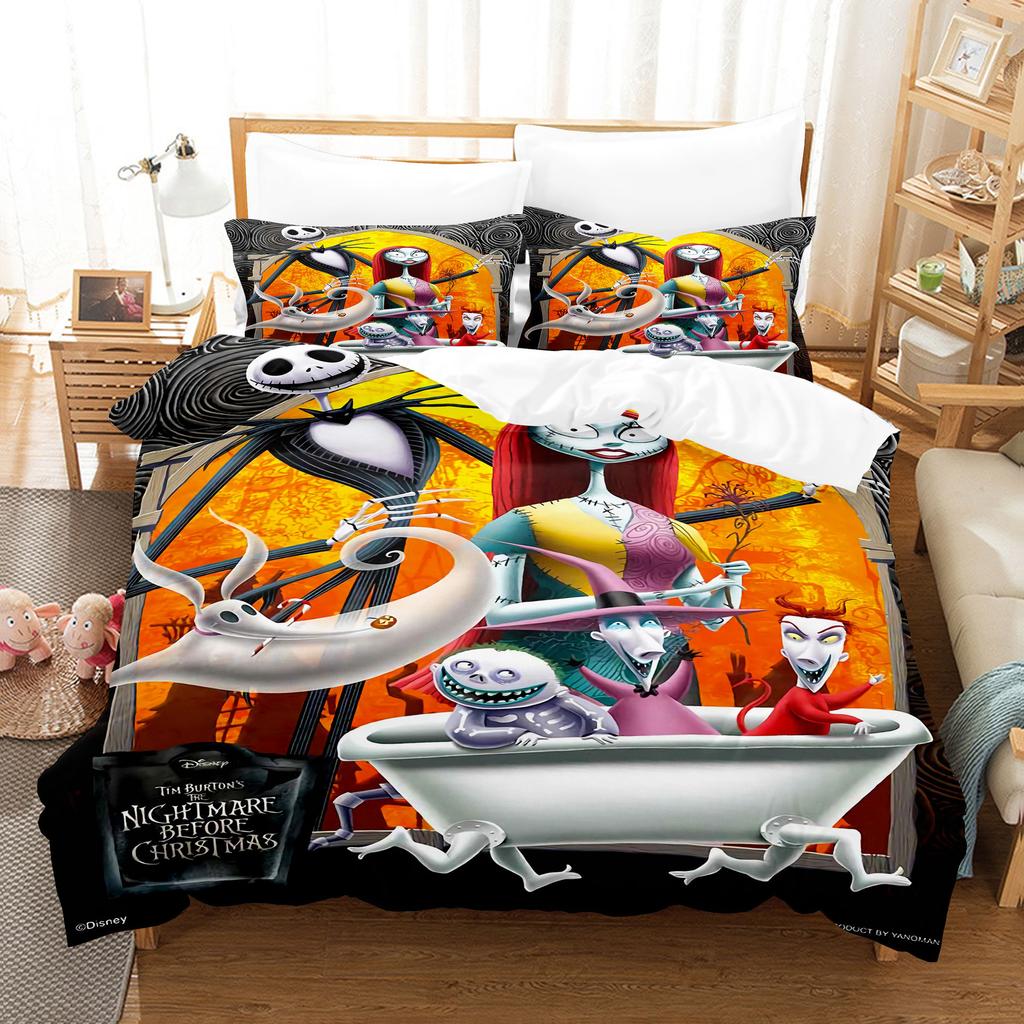 Animation Cartoon Digital Printing Bedding Christmas Eve Fright Polyester Cotton Microfiber Duvet Set Three-Piece Set
