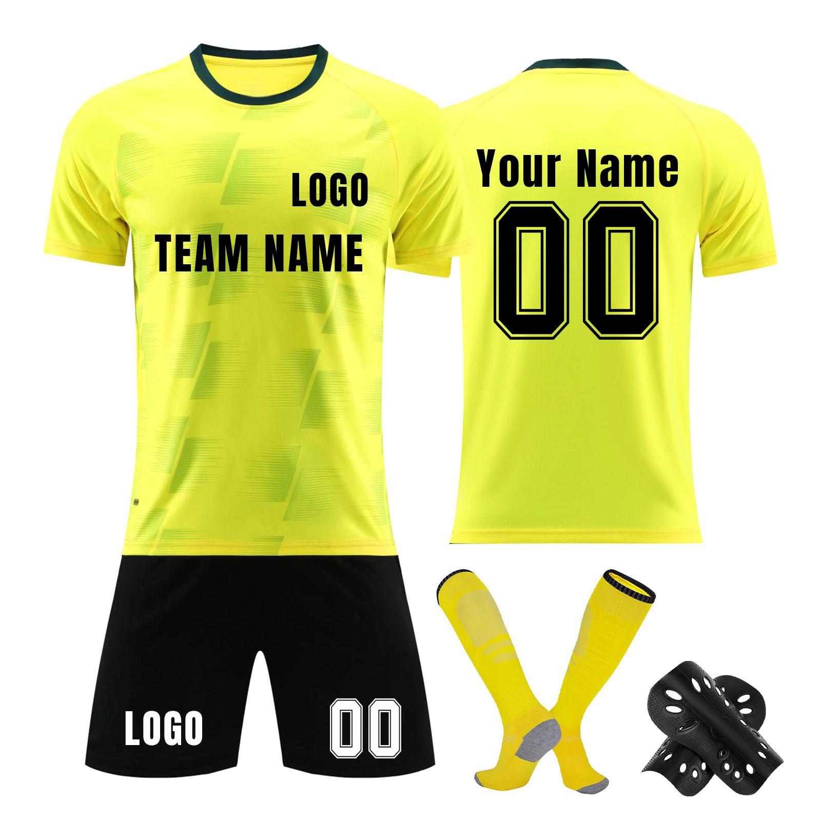 

Комплект персонализированных рубашек для мужчин и девочек с именем и номером, футбольные майки на заказ для мальчиков, тренировочный костюм XS жёлтый