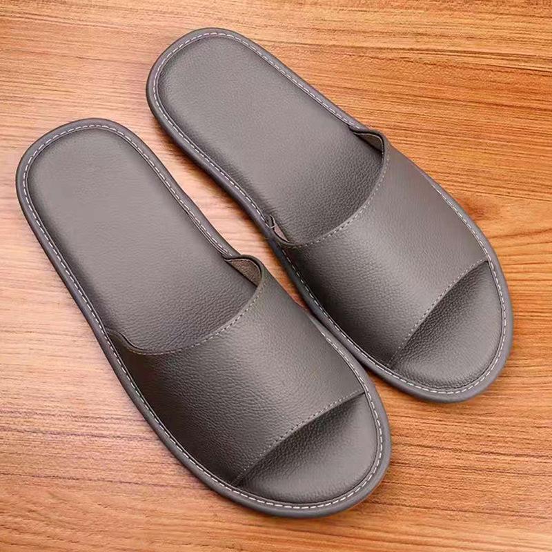 Japanese Style Genuine Leather Soft Sole Floor Slippers for Men and Women