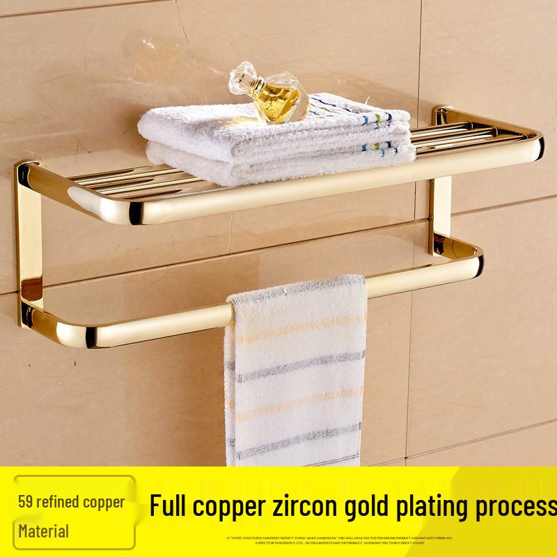 Antique European-Style Rose Gold Towel Rack for Bathroom Storage