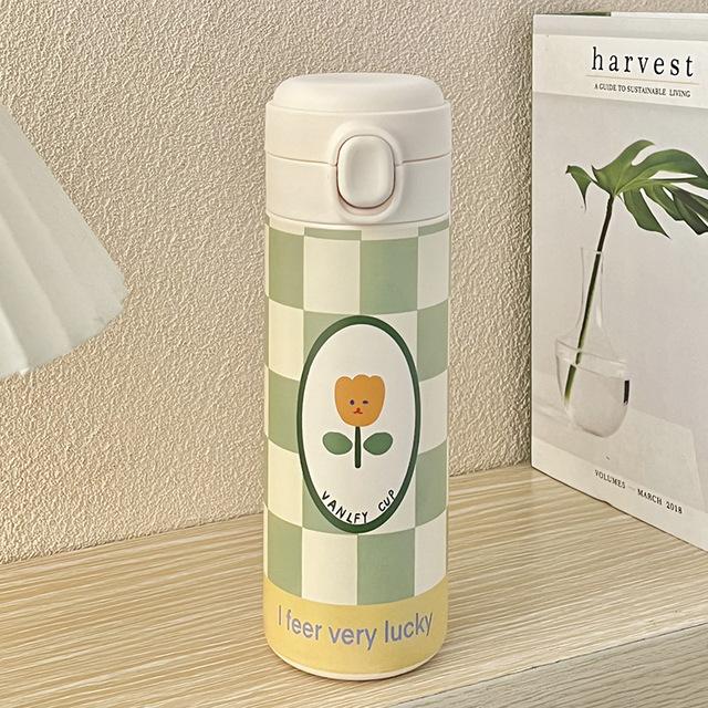 

Милая мультяшная кружка-термос в виде цветка тюльпана с пряжкой и соломинкой, кружка для молока, чая, кофе, герметичная термокружка, дорожная бутылка для воды чёрный