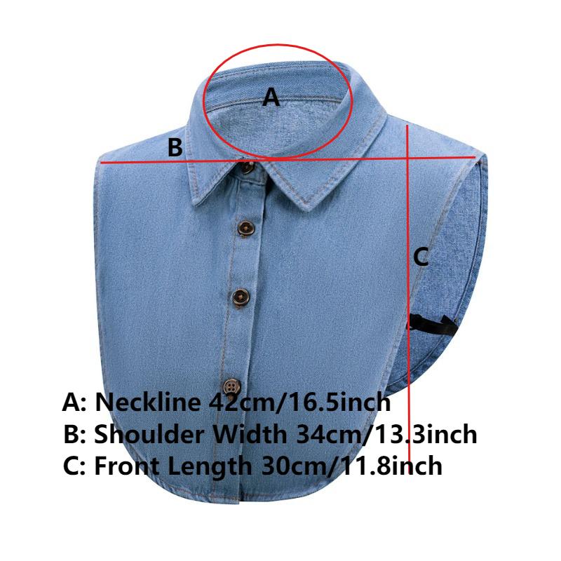 Korean Denim Shirt Fake Collar for Sweater Hoodie Half Shirt Detachable Collar Decorative Womens Neckwear Fuax Cols