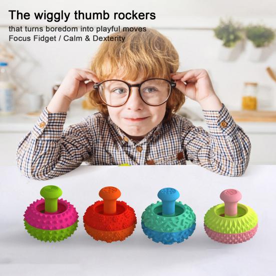 6Pcs/Set Stress Relief Thumb Rocker Toy Textured Rocker Press Squeeze Sensory Toy Concentration Aid Anxiety Relieving Fidget Toy