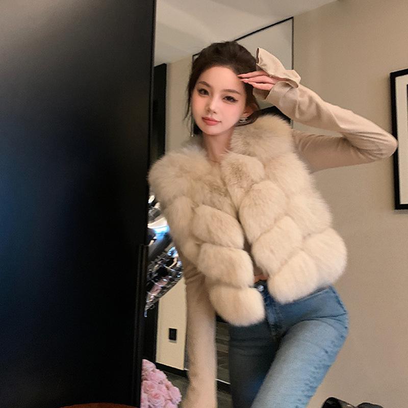 Xiaohua's white tea vest new Korean ins style thin fox hair vest fur coat female