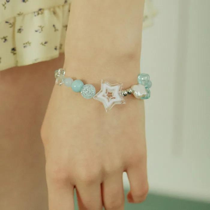 Point Star Ribbon Bead Bracelet