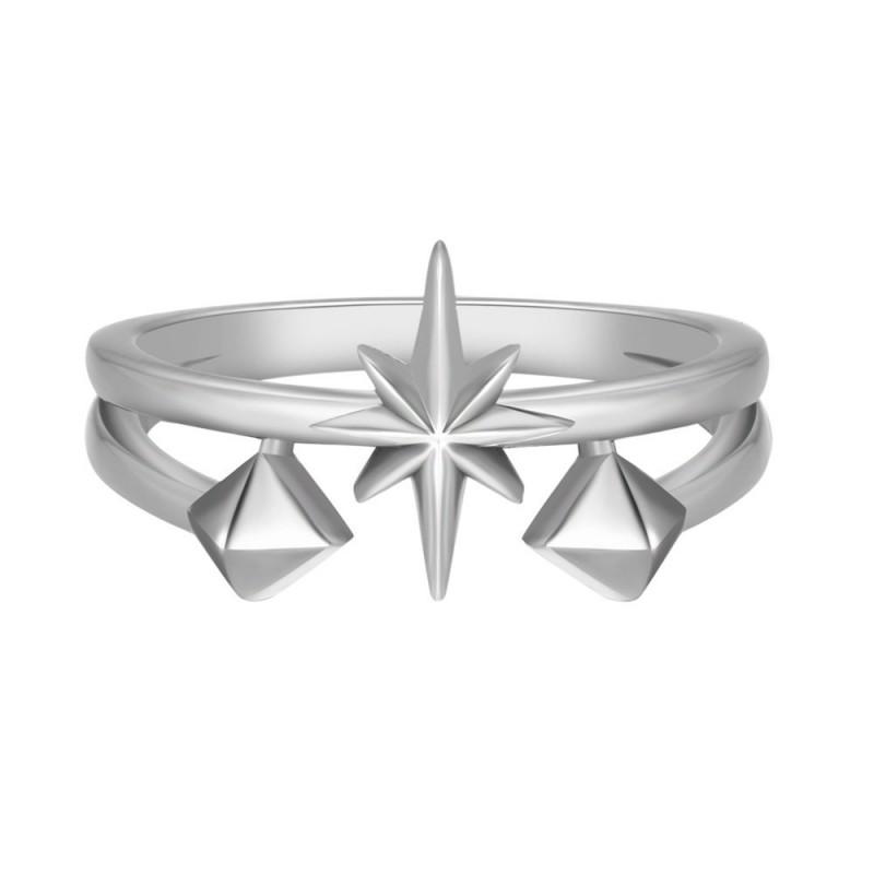 Adjustable Open Ring Men Women Star Geometric Design Vintage Copper Jewelry With Four-Point Motif
