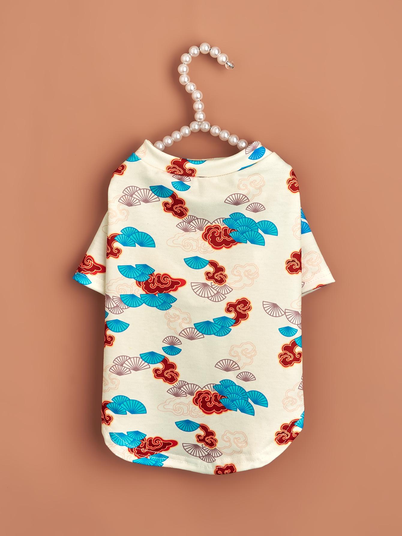 

Dog Clothes Puppy T-shirt Auspicious Cloudsl Sweatshirts for Small Medium Dog, Cat, Soft and Comfort Chinese Style Shirts Dog Pa XS（old） абрикосовий