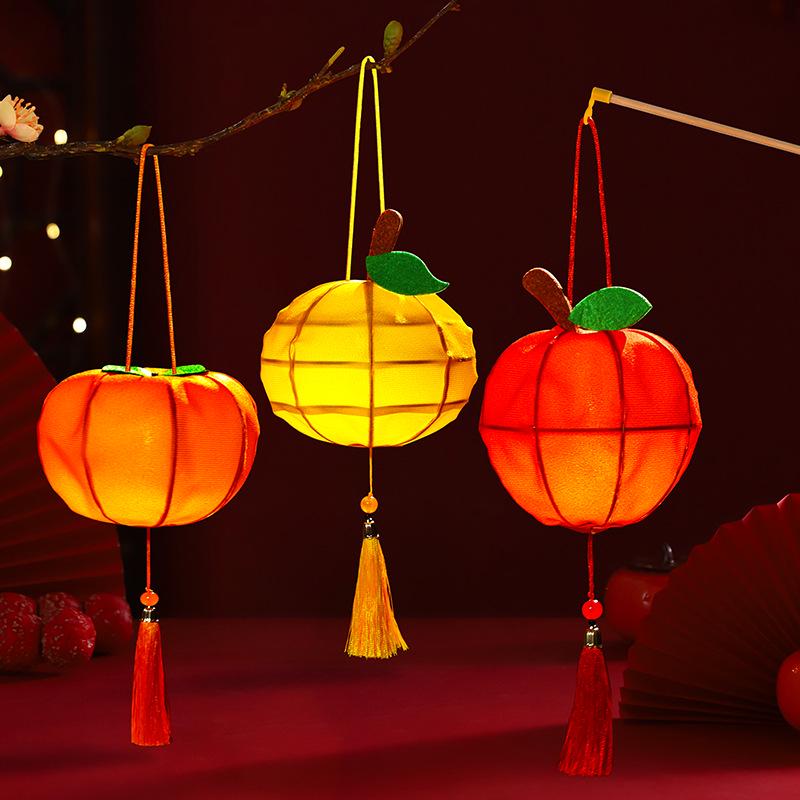 Children's Mid-Autumn Festival Persimmon Lantern DIY Kit – Wooden Fruit Design, Ancient Style Hanfu Photo Prop