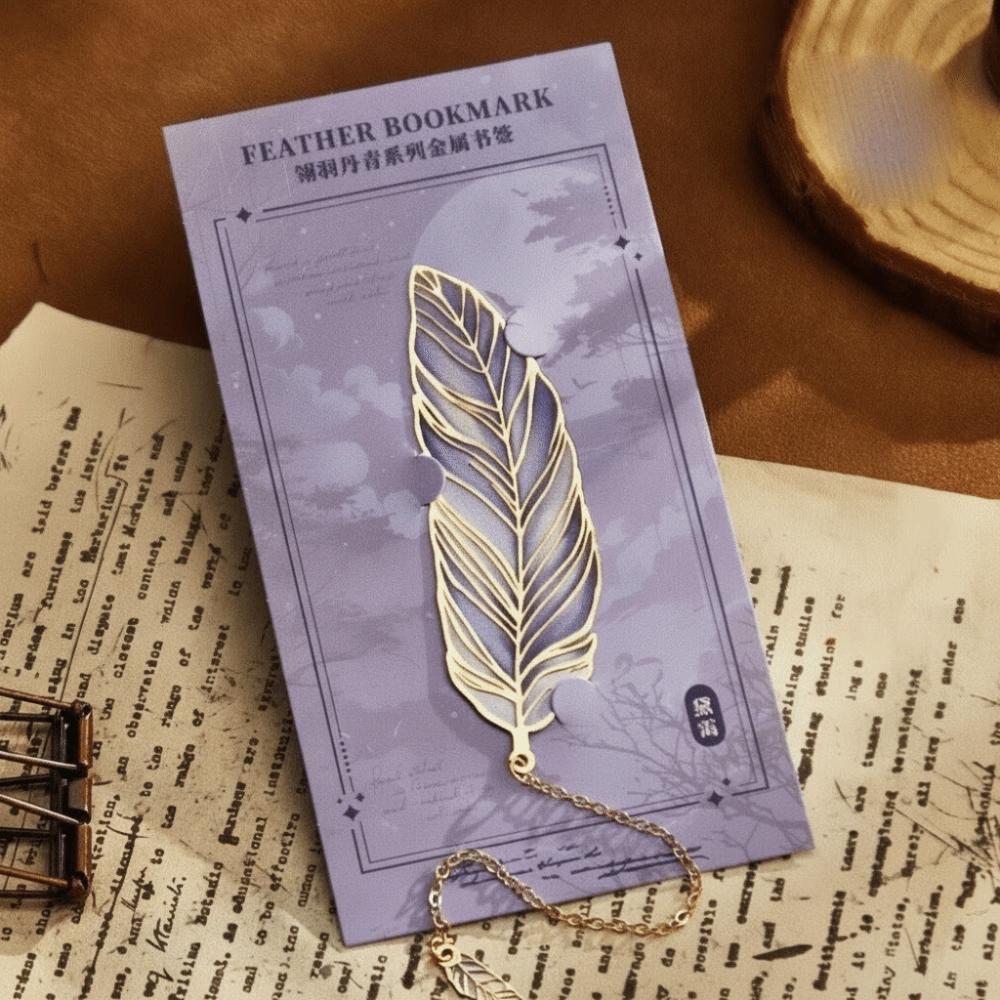 Gilded Vein Feather Metal Bookmark Metal Leaf Feather Retro Bookmark Birthday Gift