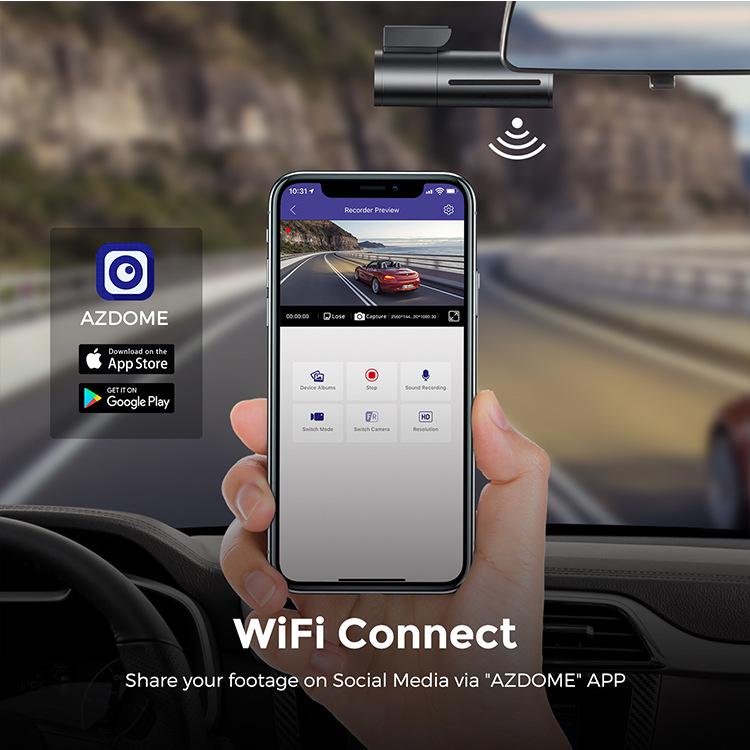 AZDMOE M300S Dash Cam: HD Night Vision, Voice Control, Wireless Install, Mobile App