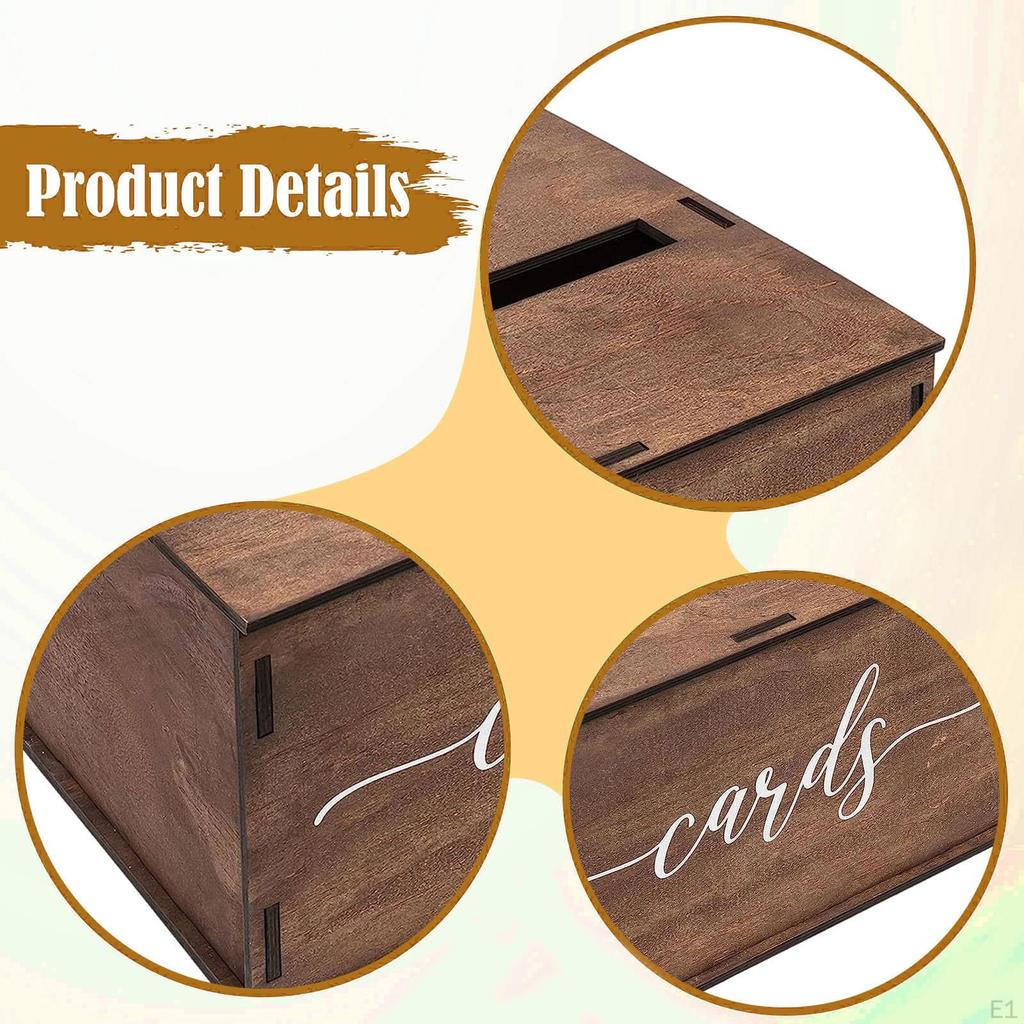 Decorative Wooden Storage Box for Wedding Cards, with Slotted Card Holder, Ideal Birthday