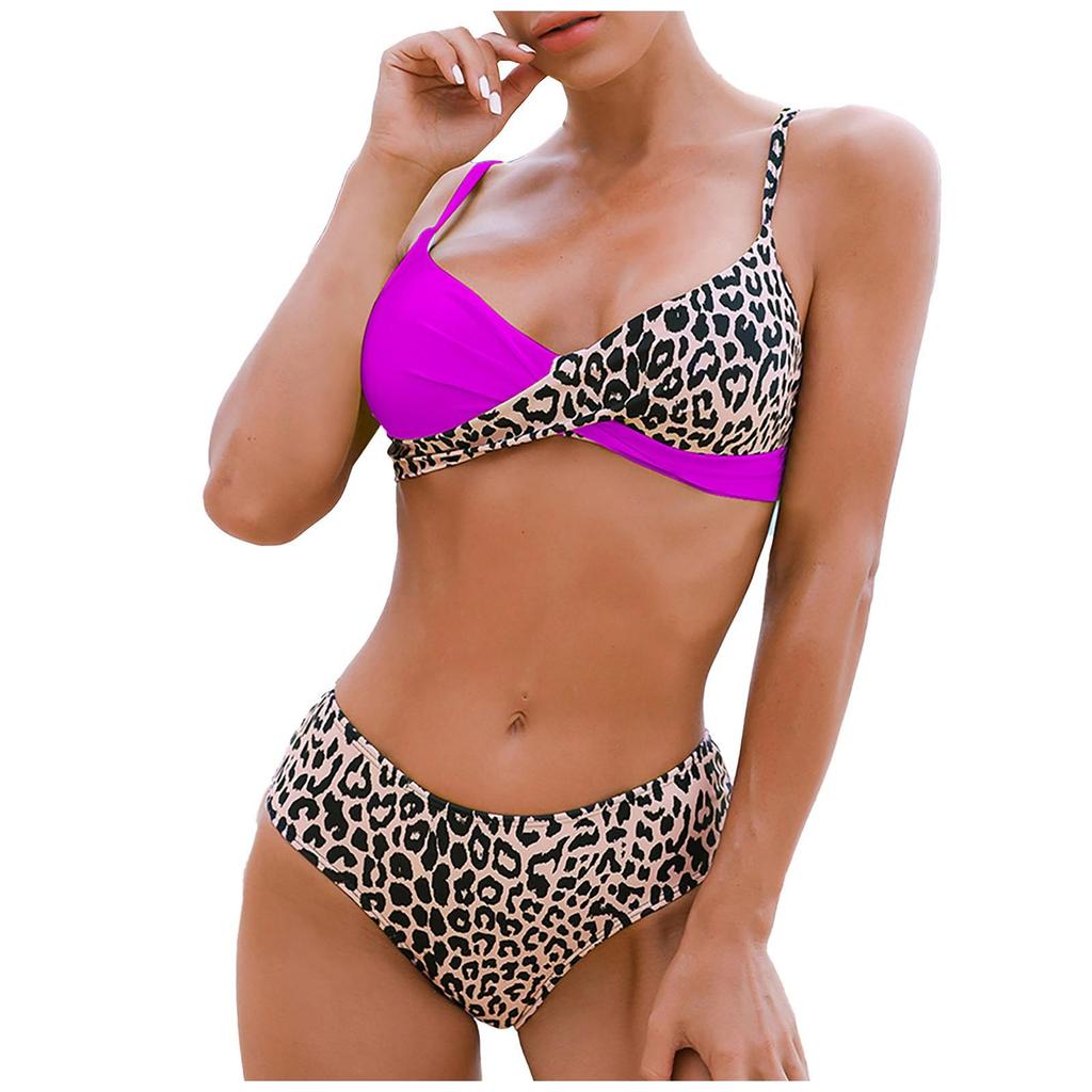 Women Print Bikini Sexy Separate Leopard Swimwear Blocking Swimsuit Bathing Suit