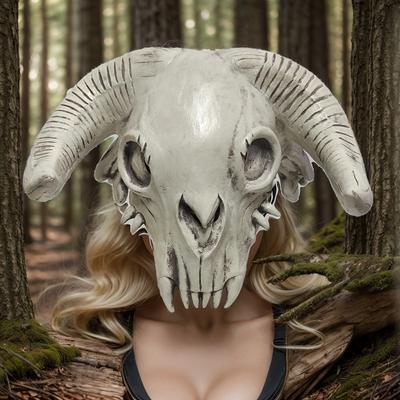 Totenkopf Horn Kuhkopf Maske Tier Long Horn Totem Helm Karneval Wild Indian Halloween Horror Kleid Party Cosplay Kostüm Requisiten