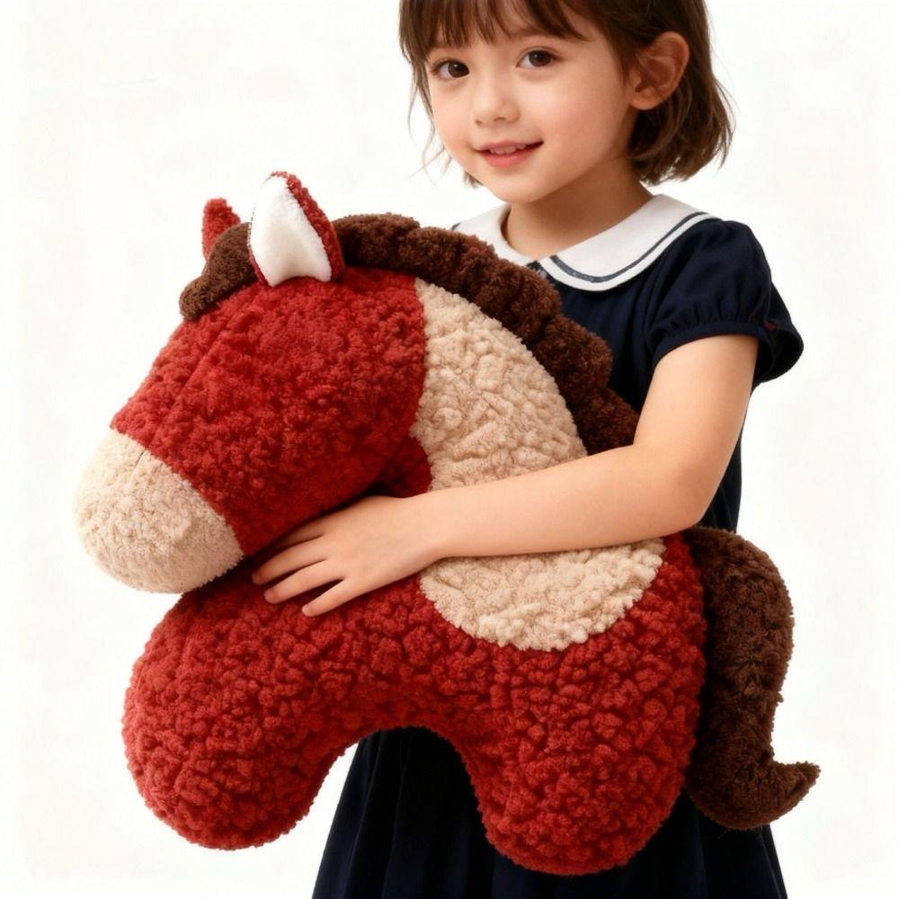 Red Color Cute Pillow Machine Washable Soft Pillow Fun Pony Plush Pillow  Living Room