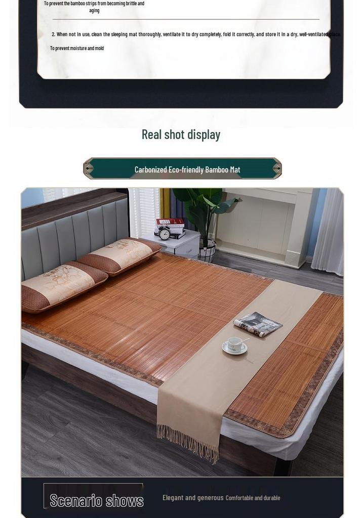 Bamboo Summer Cool Mat - Foldable Double-Sided Ice Silk Mat for Home, Dormitory, and Single Beds (Sizes: 0.9m, 1.2m, 1.5m)