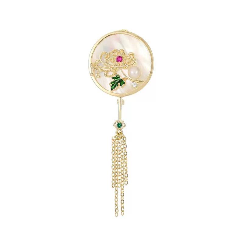 Matte Gold Pearl Wheat Ear Corsage Brooch for Women - High-End Versatile Pin with Anti-Exposure Design