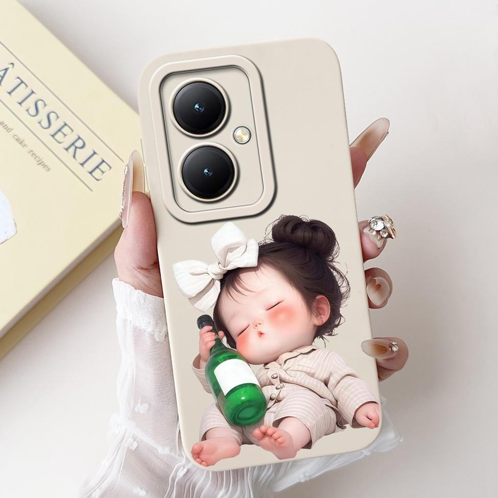 For Xiaomi Poco M6 5G Case Cover Silicone Luxury Fashion Flowers Kawaii Cute Cat Shockproof Phone Case 23128PC33I