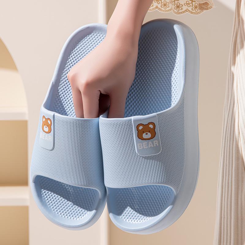New Summer Thick-Soled Non-Slip Cute Bear Slippers for Women, Soft EVA Home & Outdoor Slippers for Men