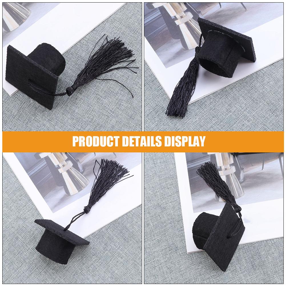 12pcs Mini Graduation Cap For Wine Bottle Decor Tassel Grad Hat Bottle Topper Party Supplies Jar Decoration Ornament