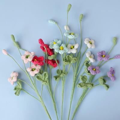 Cute Oxalis Crochet Bouquet Lovely Knitted Flowers Creative Fake Flower with Bud Home Decor Gift