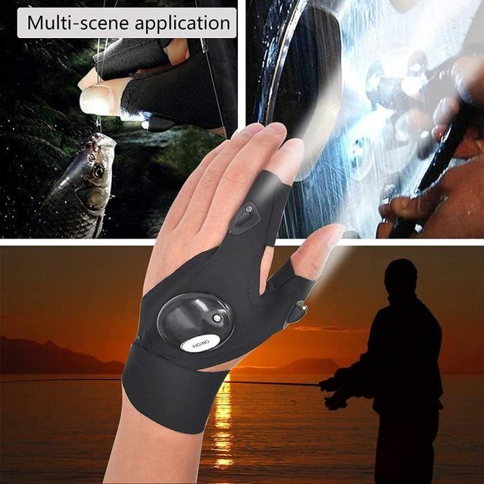 JXHJQY Gants de pêche avec lampe torche LED - Gants lumineux pour la réparation de voiture, la course de nuit, la pêche, le camp,608