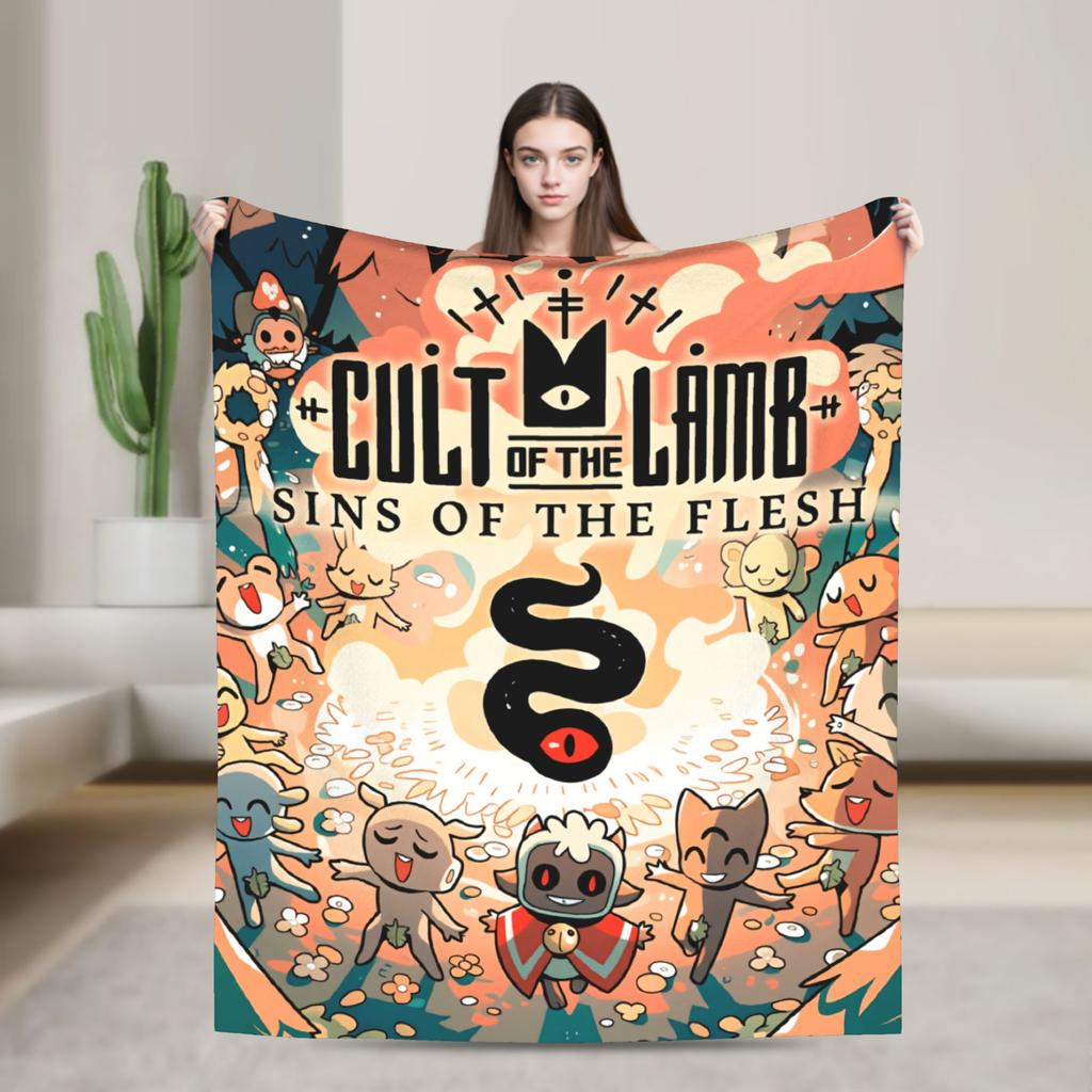 Cult of the Lamb Warm Soft Blankets Picnic Plush Throw Blanket Fashion Home Decor Flannel Bedspread Sofa Bed Cover