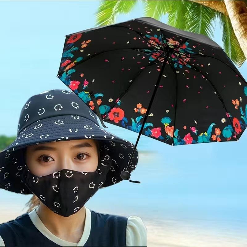 New bucket hat sunscreen mask summer hat integrated sun hat face cover ultraviolet outdoor tea picking hat floral