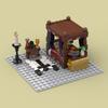 MOC Medieval Furniture Building Blocks Cannon Sheepskin Leather Rack Spinning Wheel Map Desk Loom Bricks Toys Kids Gift
