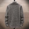 Gestrickte Langarm Herren Strickjacke Herbst Winter Geometrisches Muster Stehkragen Pullover Mantel Oberbekleidung