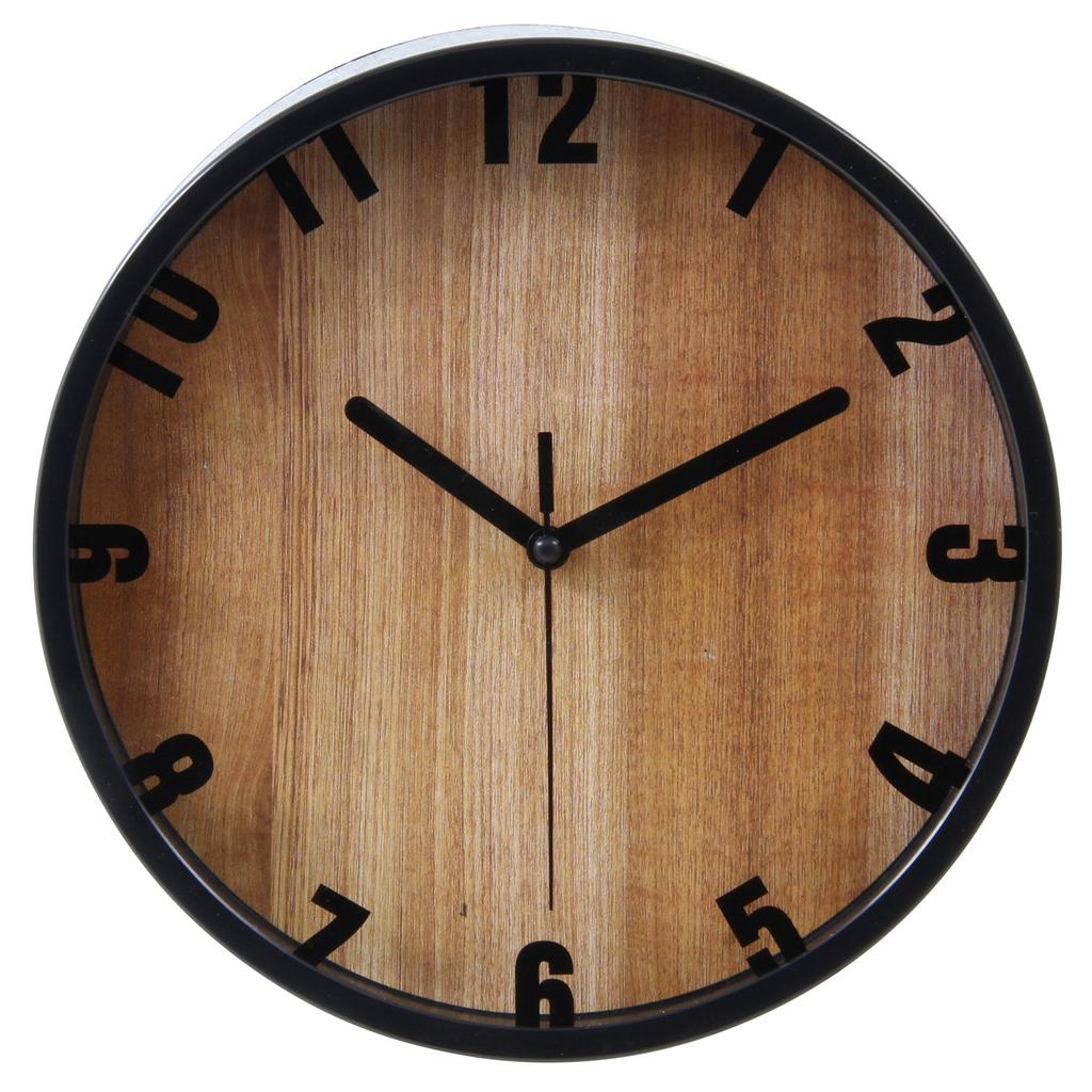 Fuji Boeki Wall Clock, 22cm Diameter, Black, Sweep, Continuous Second Hand, Silent, Branch, 99276