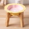 Anti-Black Chin Ceramic Pet Food Bowl with Elevated Wooden Stand