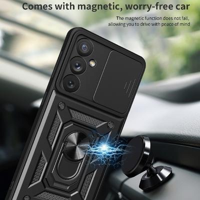 Pentru Samsung Galaxy A54 A55 A56 5G Carcasă cu protecție glisantă pentru cameră Carcasă blindată pentru telefon pentru Samsung A16 A26 A36 5G Suport magnetic cu inel Capac