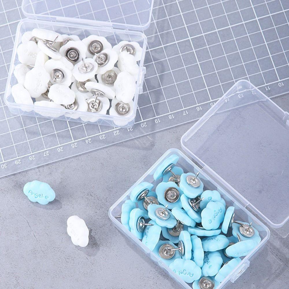 

30Pcs Creative Thumb Tacks DIY Decorative Studs Portable Blackboard Push Pins Corkboard 30Pcs White with Box