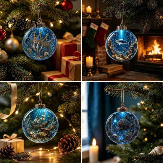 Einzigartige Meeresleben Weihnachtsgeschenke Ozean Kugel Ornament, Klar Acryl Leuchtender Seestern Feiertags Tischdeko Hängende Dekoration für Weihnachten