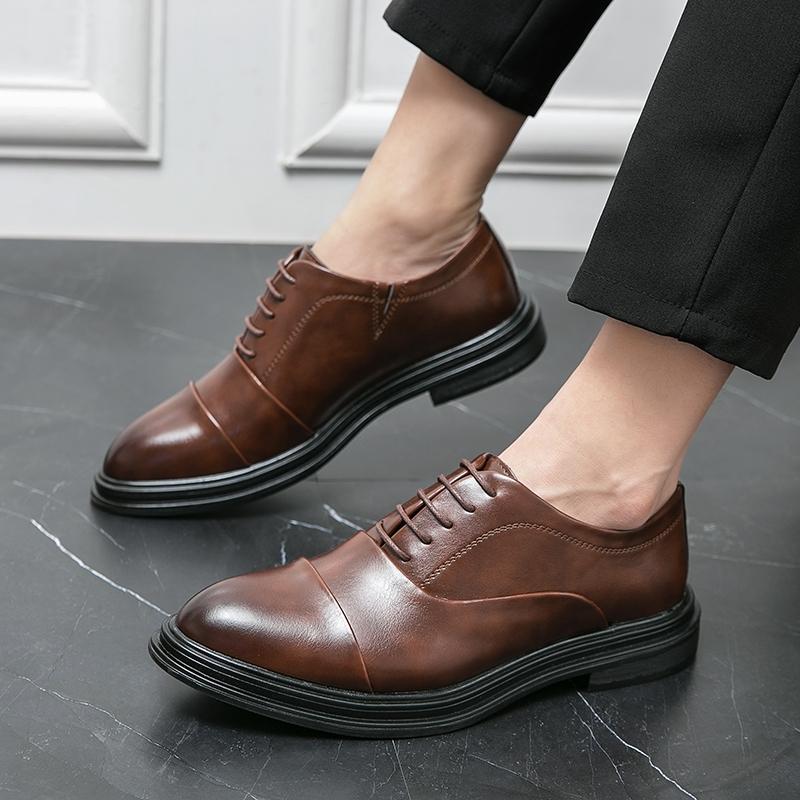 Man Casual Business Shoes Men Patchwork Leather Oxfords Fashion Dress Flats Leisure Office Men's Formal Wedding Shoes