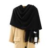 Women's Warm Wool-Feel Faux Cashmere Scarf - Thick, Plain Color Shawl for Autumn/Winter