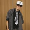 ROCKPSYCHO Crop Pinstripe Shirt - Gray