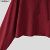 INCERUN Mens Two Piece Outfits Hoodie Cropped Pullover and Wide Leg Pants Drawstring Sets