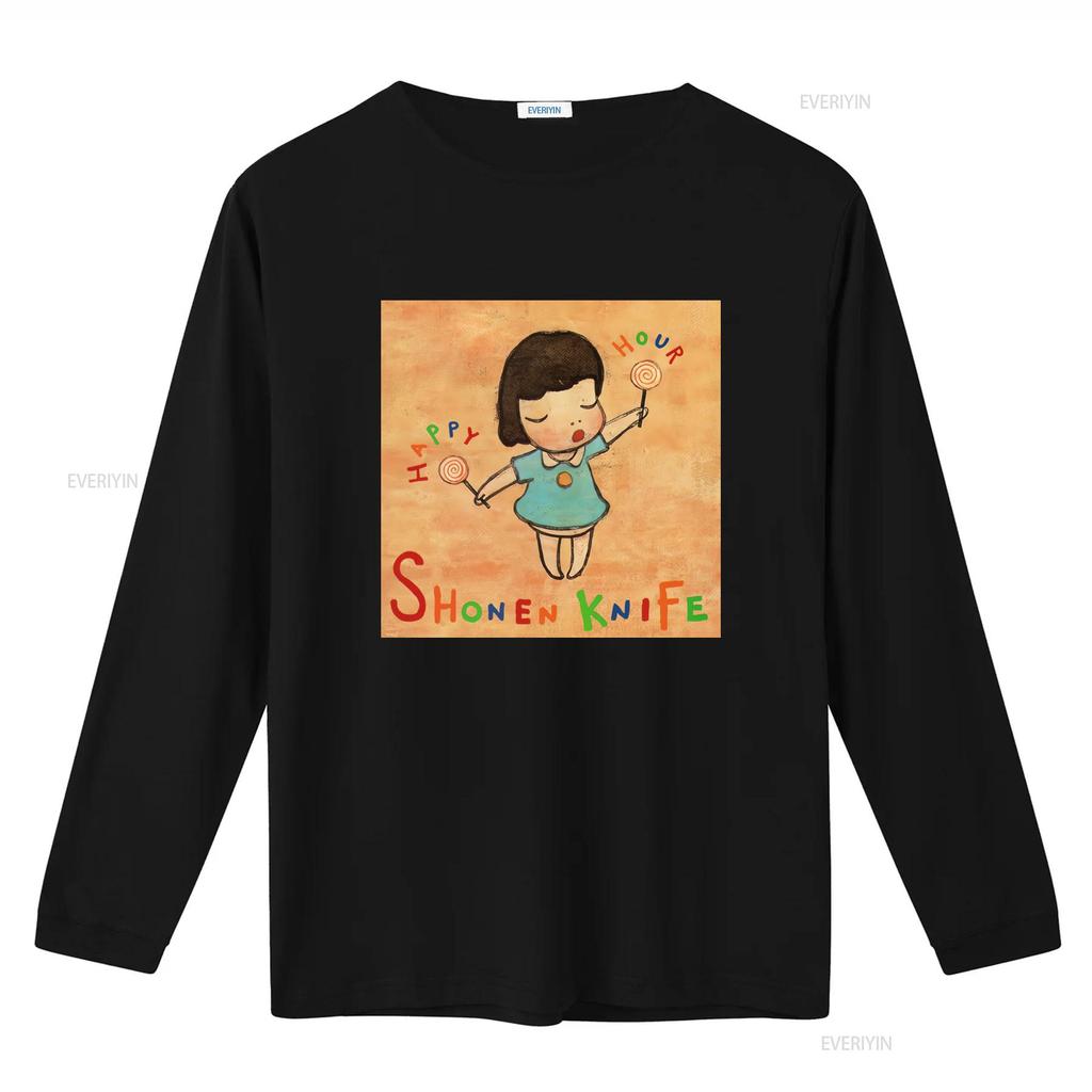 Shonen Knife Happy Hour Cartoon Girl Lollipop Print Casual Cool Classic Mens T Shirt Size S 4X vintage Washed Stylish homme