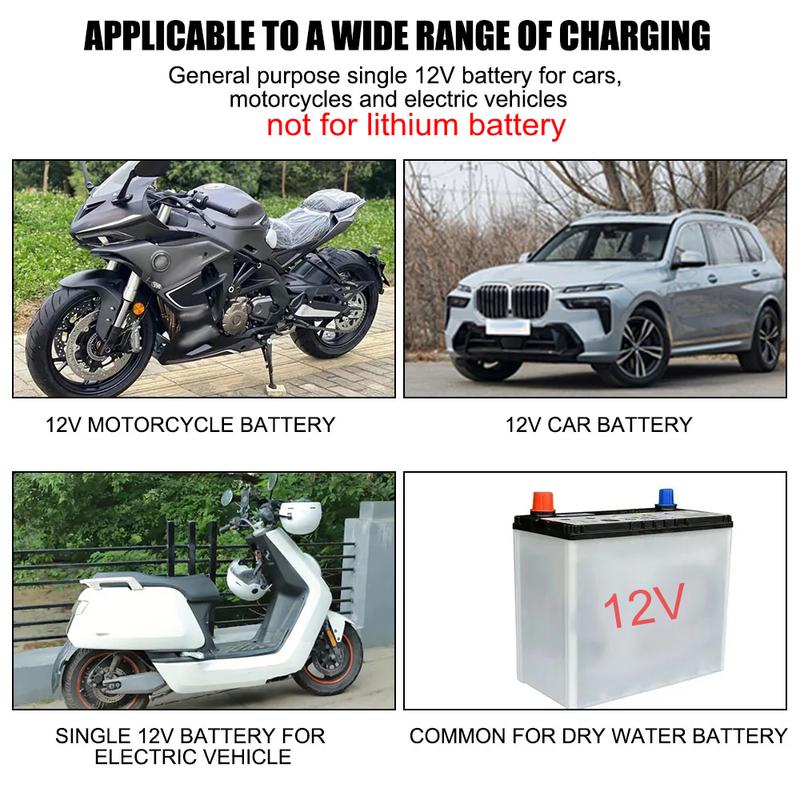 12V 2A Lead Acid Battery Charger Lcd Display AC 110V 220V Motorcycle Car Charge For 5AH 7AH 12AH 14AH 20AH