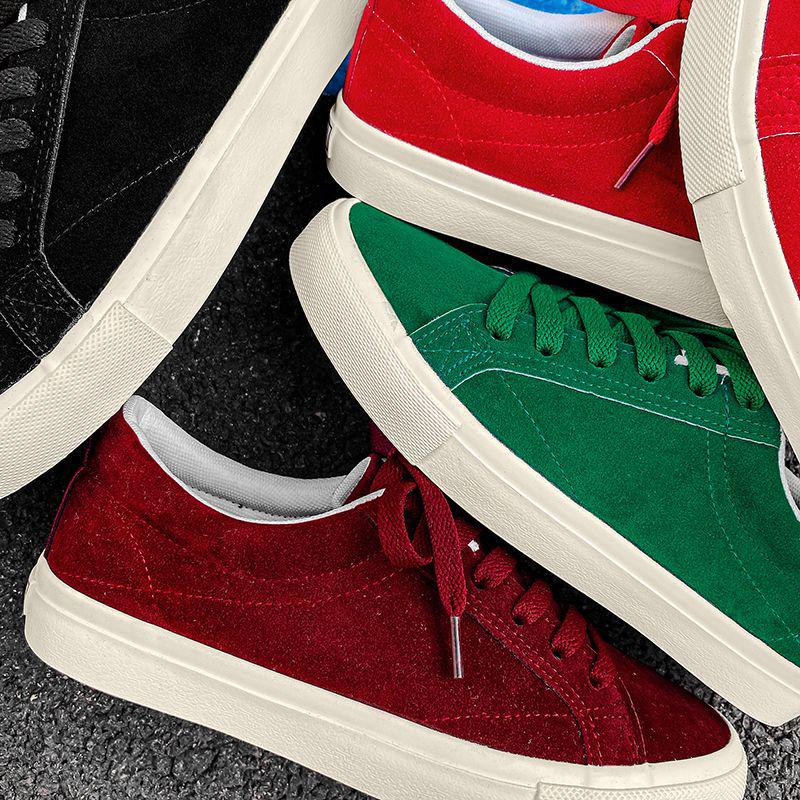 Burgundy Retro Suede Canvas Skate Shoes - Trendy & Versatile for Women & Men