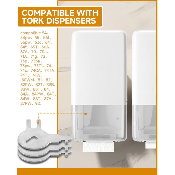 (6PCS) KeyPower Dispenser Key Compatible with Tork Dispensers and Von Drehle Palmer Fixtures, Compatible Models 70WM1, 83TR, 87T, and More Paper