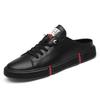 Mens Shoes Casual Slippers Breathable Fashion Sneakers Men Genuine Leather Half Drag High Quality Beach Summer Shoes Soft Flats