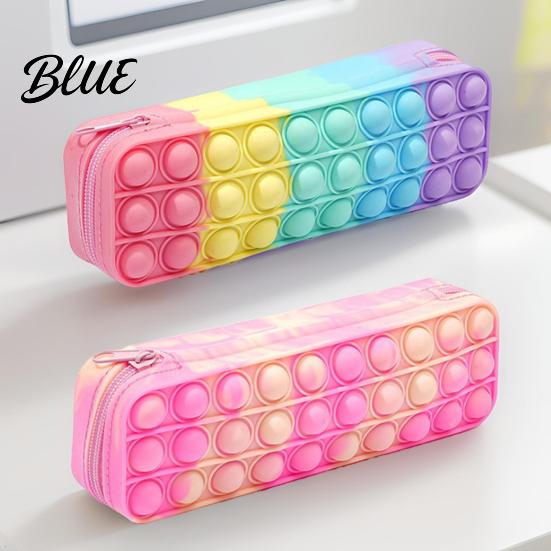 Pen Holder Silicone Tie-Dye Pencil Case Squeezable Soft Stationery Organizer for Kids Teens