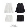 2025 Spring Women's Two-Color Round Neck Suit & Skirt Set - European & American Style