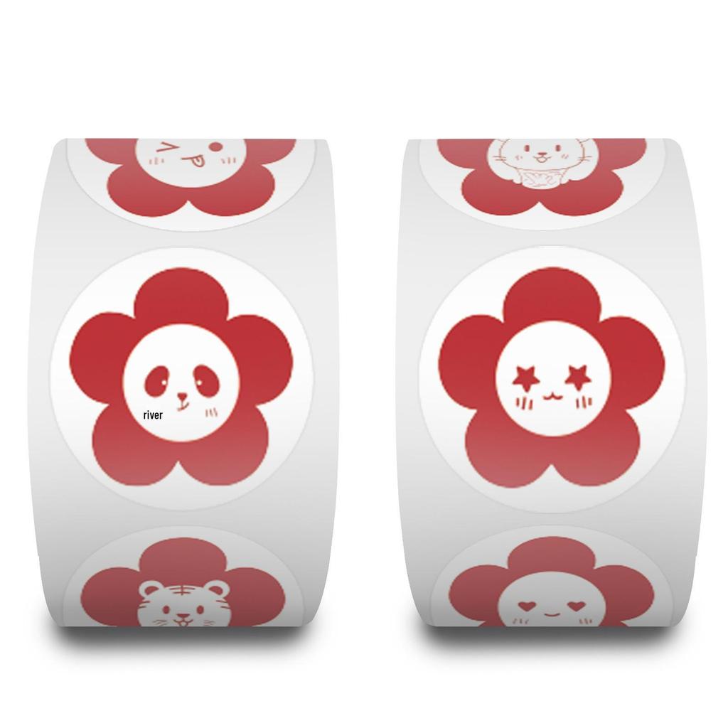 500 Cute Little Red Flower Decorative Sealing Stickers/Roll for Notebooks and Crafts