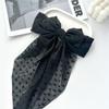 Chiffon Bow Polka Dot Streamer Hairpin Spring Clip Back of Head Female Hairpin Headgear Fresh and Sweet